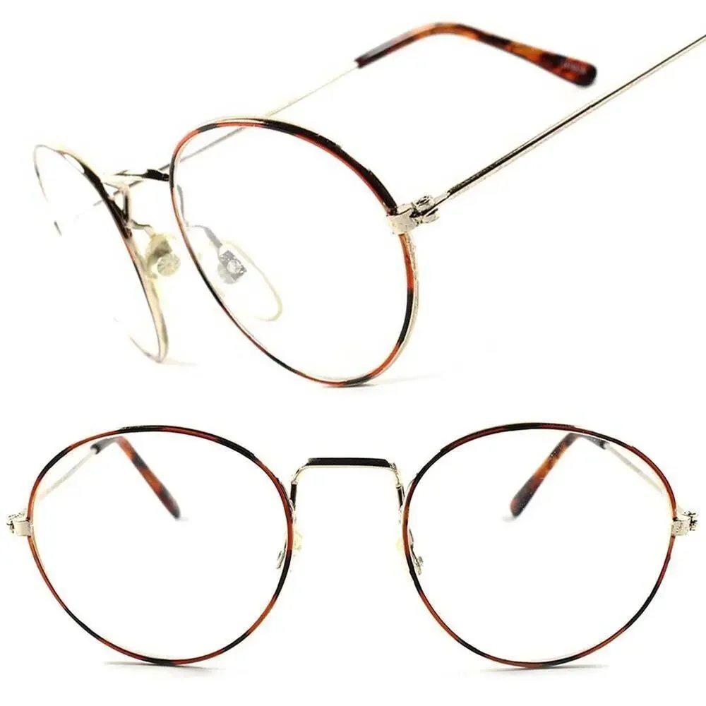 Classic Vintage Retro Hippie Hipster Mens Womens Wire Frame Clear Lens Glasses